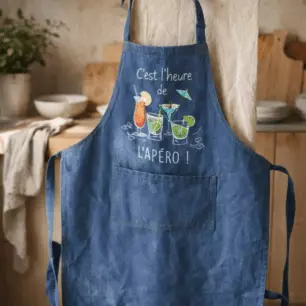 Grembiule da cucina L’apéro Jeans in cotone 72 × 90 cm