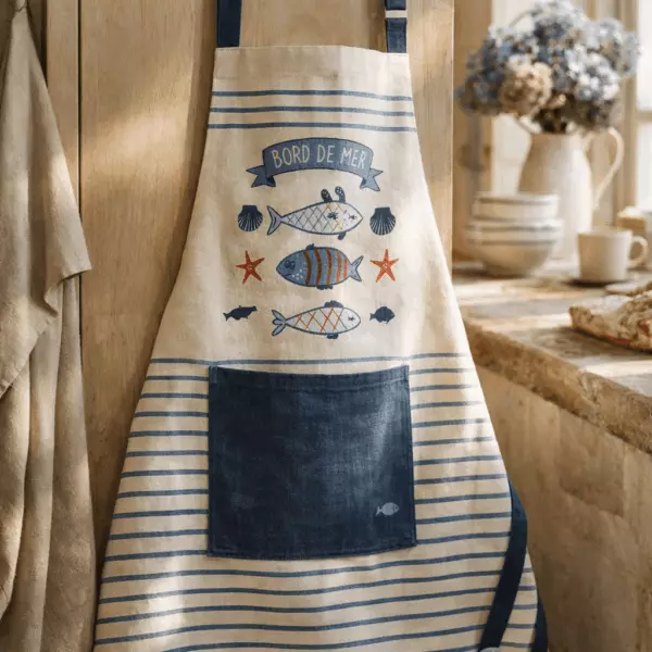 New Pesk Blue Kitchen Apron 72 x 85