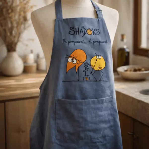 Grembiule da cucina Shadoks "Ils pompaient" Jeans 90 x 72