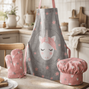 Tablier, toque et gant de cuisine Unicorn Perle 52 x 63