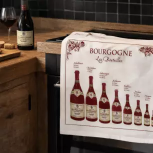 White Burgundy Bottle Tea Towel, 72 x 48