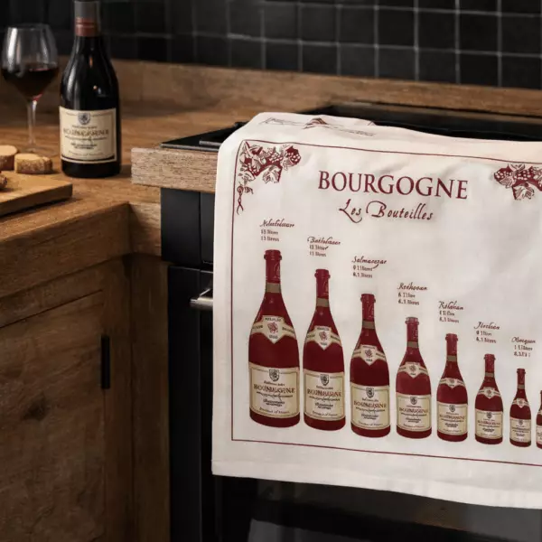 Paño de cocina «Bouteille Bourgogne Blanc», 72 x 48