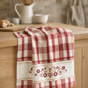 Torchon Carreaux Harz Rouge 70 x 50