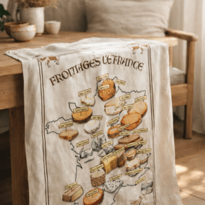 Torchon Carte Fromages Ecru 72 X 48
