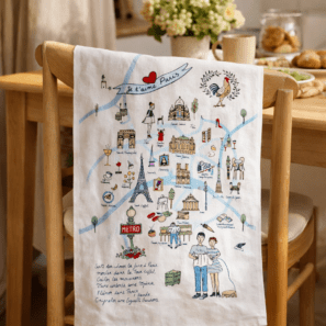 Torchon Carte Paris Blanc 48 X 72