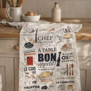 French-style kitchen tea towel, ecru, 48 x 72