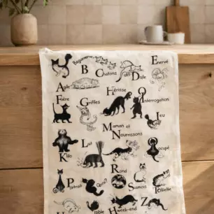Dubout ‘Abécédaire’ Tea Towel, Ecru, 48 x 72
