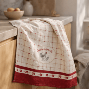 Torchon En famille Ivoire 70 x 50