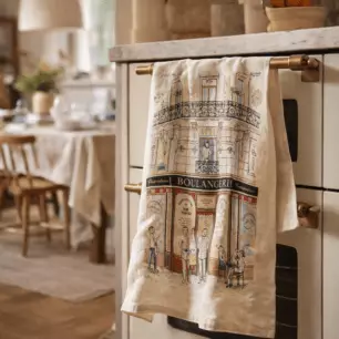 Ecru Bakery-themed Tea Towel, 48 x 72