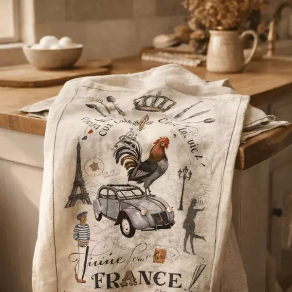Paño de cocina France Panorama, color crudo, 48 x 72