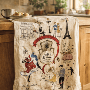 Torchon Imprime Art de Vivre Ecru 48 X 72