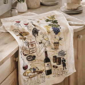 Torchon Imprimé Crus d'excellence Ecru 48 x 72