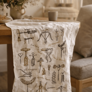 Torchon Imprimé Les tire-bouchons Ecru 48 x 72