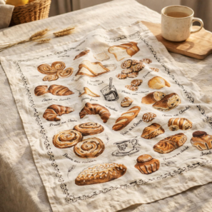 Torchon Les Viennoiseries Françaises Ecru 48 X 72
