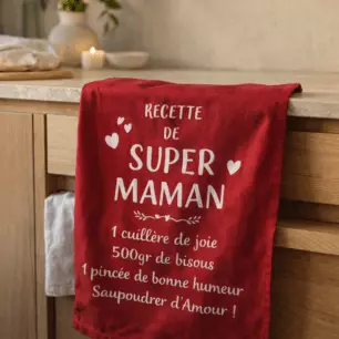Geschirrtuch „Super Mama“ – rot, 50 x 70