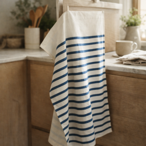 Torchon Nalou Ivoire/bleu 50 x 70