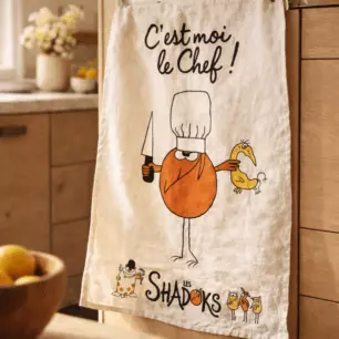 Shadoks ‘Grand Chef’ Tea Towel, Ecru, 48 x 72