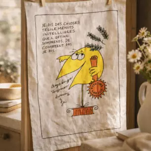 Shadoks Intelligent Tea Towel, Ecru, 48 x 72