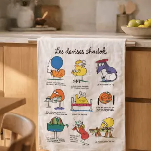 Shadoks tea towel, Ecru, 48 x 72