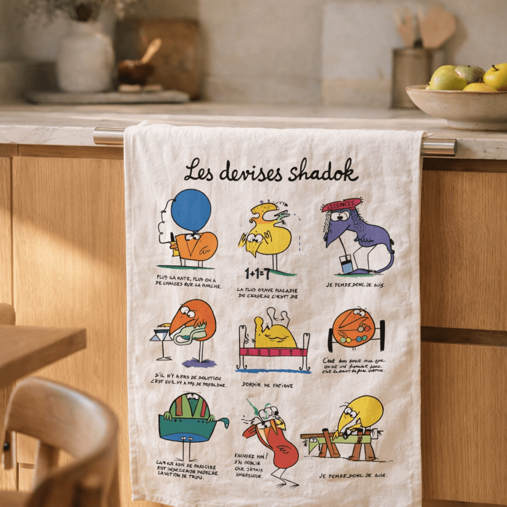 Torchon Shadoks Les devises Ecru 48 x 72 (IA)