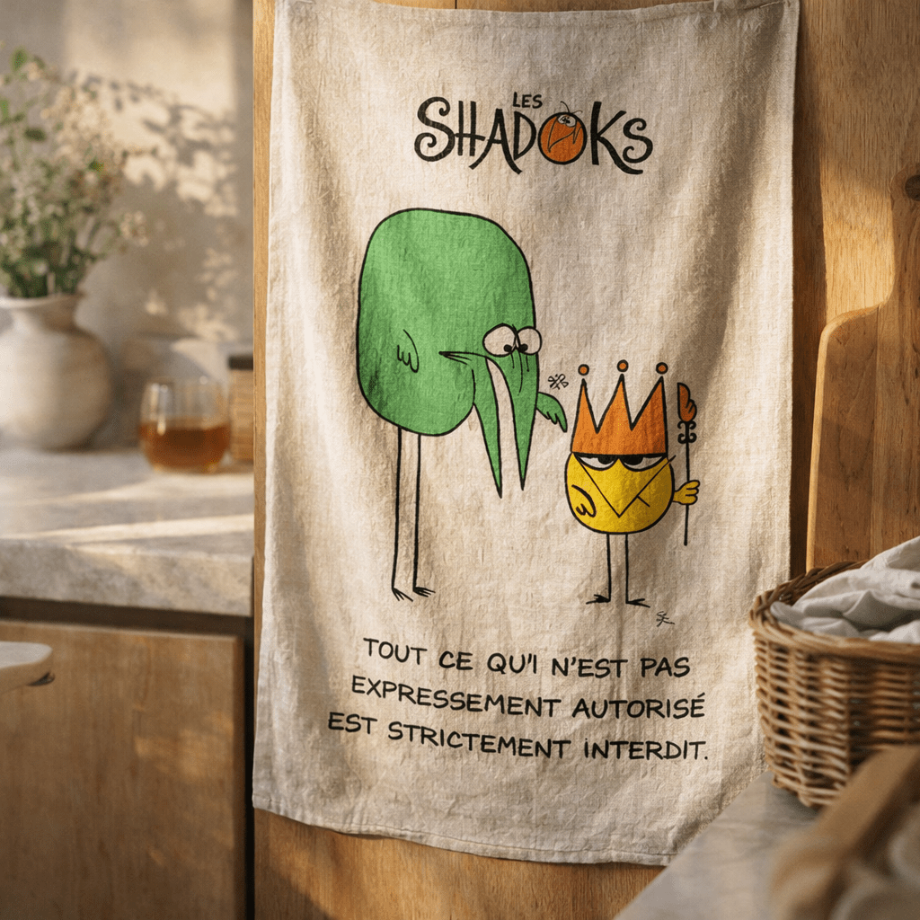 Torchon Shadoks Les interdits Ecru 48 x 72 (IA)