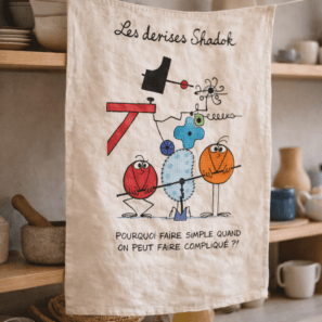 Torchon Shadoks Pourquoi faire simple Ecru 48 x 72