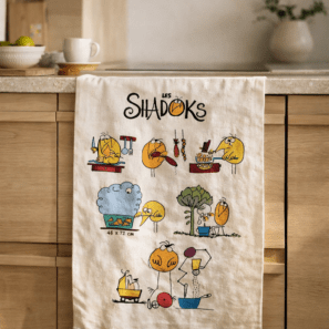 Torchon Shadoks en cuisine Ecru 48 x 72