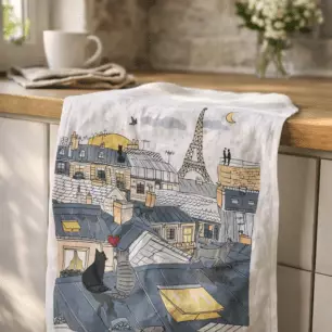 'Toits de Paris' White Tea Towel, 48 x 72
