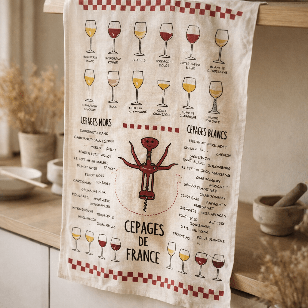 Torchon Vins et cépages Ecru 50 x 70 (IA)