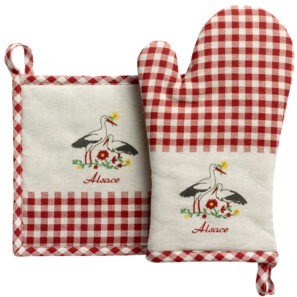 Lot Gant de cuisine/Manique Blom Ecru 18 x 28