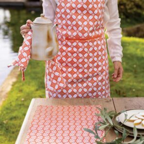 Tablier de cuisine enduit Fatou recyclé Corail 72 x 85