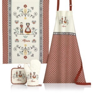 Tablier de cuisine Elsa Rouge/ecru 72 x 84