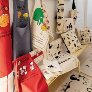 Paño de cocina Dubout Chats farandole Crudo 48 x 72