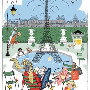 Torchon Les jardins parisiens Blanc 48 x 72