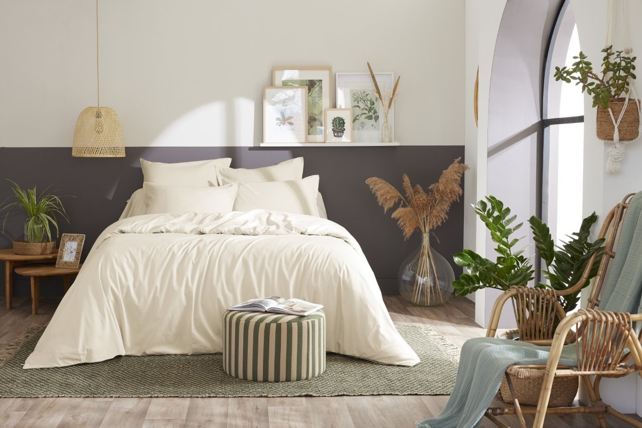 9440 (6) Housse de couette en percale de coton BALLY sable