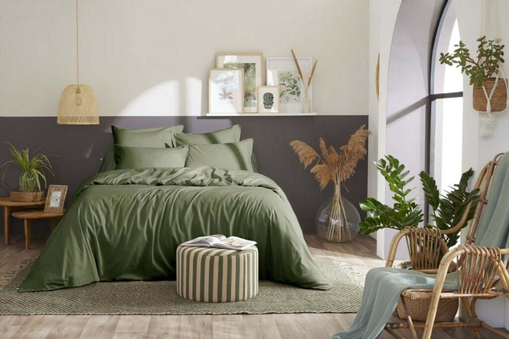 Housse de couette en percale de coton BALLY thym