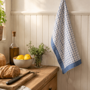 Canovaccio riciclato Evan Bianco/blu 50 x 70