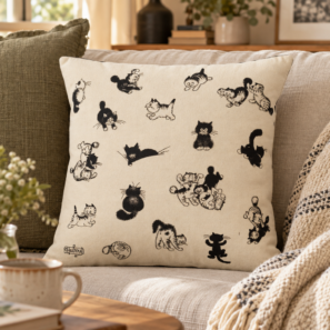 Cushion Dubout Les chatons Ecru 45 x 45