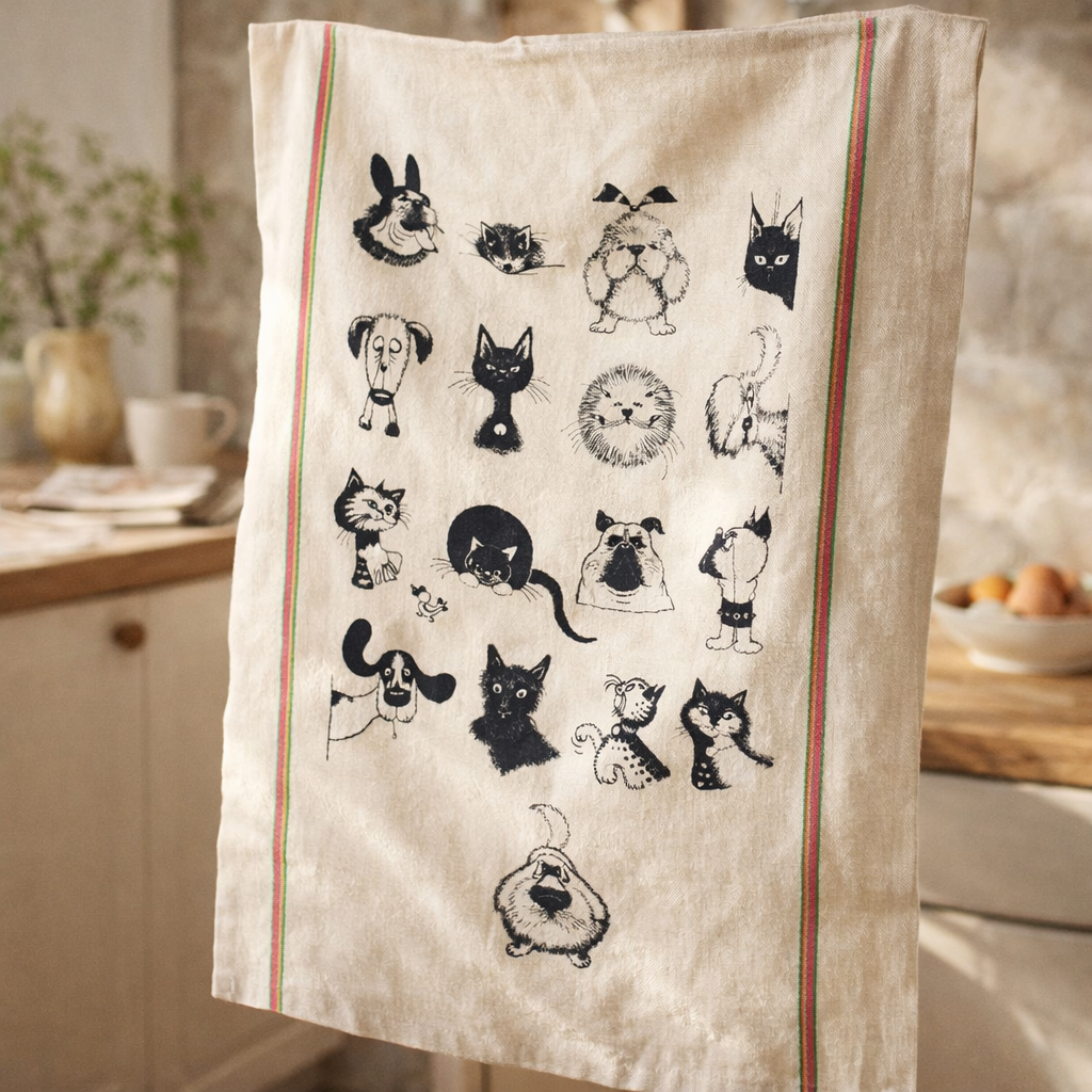 Grand torchon Dubout Multi portraits Ecru 60 x 80 (IA)