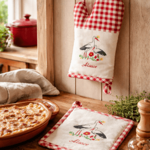 Lot Gant de cuisine/Manique Blom Ecru 18 x 28