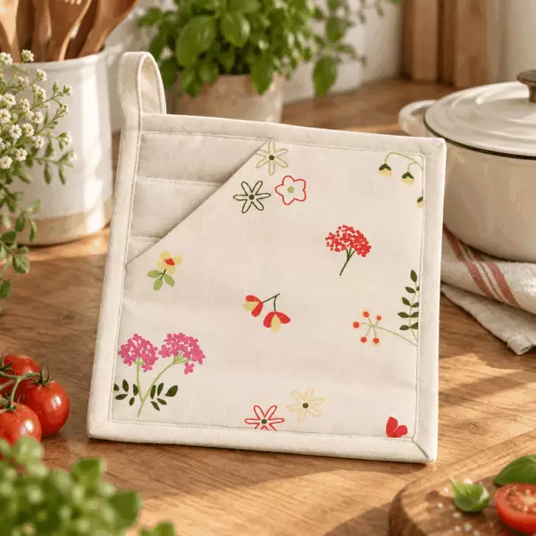 2-in-1-Topflappen Gardenia recycelt Ecru 20 x 20