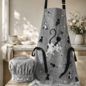 Tablier de cuisine et toque enfant Dubout Noir/blanc 52 x 63