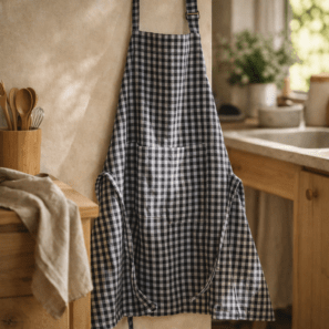 Tablier de cuisine recyclé Billie Noir/gris 80 x 85