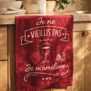 Torchon Je m'améliore Rouge 70 x 50