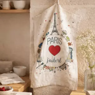Planète Paris Tea Towel, Ecru, 48 x 72