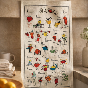 Torchon Shadoks Abécédaire Ecru 48 x 72