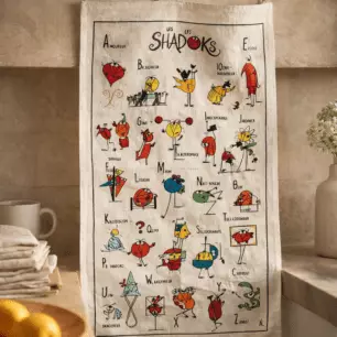 Shadoks Alphabet Tea Towel, Ecru, 48 x 72