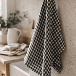 Torchon recyclé Billie Noir/gris 50 x 70