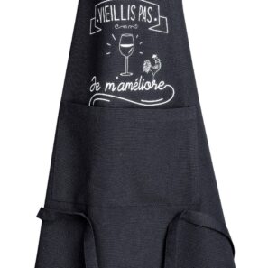 Tablier de cuisine Je m'améliore recyclé Noir 72 x 90