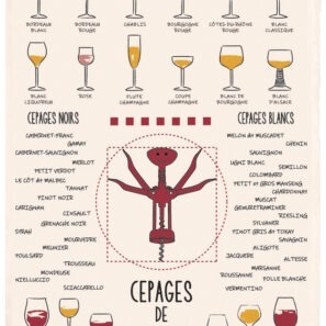 Torchon Vins et cépages Ecru 50 x 70